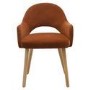 Small Oak Drop Leaf Dining Table Set with 2 Burnt Orange Upholstered Chairs - Seats 2 - Rudy