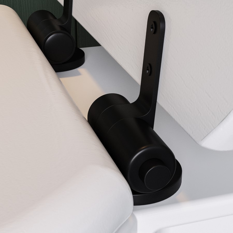 White Round Wooden Soft Close Toilet Seat with Quick Release and Matt Black Hinges - Park Royal