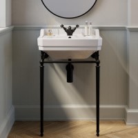570mm Traditional 1 Tap Hole Basin with Black Wash Stand - Ripley