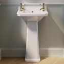 BUN/RIPPRSFPED/93567 506mm Traditional Full Pedestal Cloakroom Basin with 2 Tap Holes - Ripley