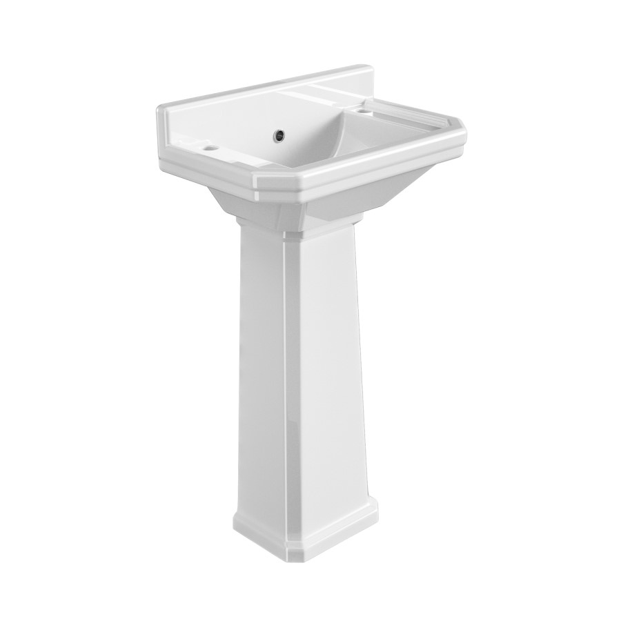 506mm Traditional Full Pedestal Cloakroom Basin with 2 Tap Holes - Ripley