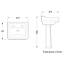 570mm Traditional Full Pedestal Basin with 2 Tap Holes - Ripley