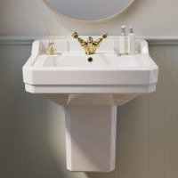570mm Traditional Semi Pedestal Basin with 1 Tap Hole - Ripley