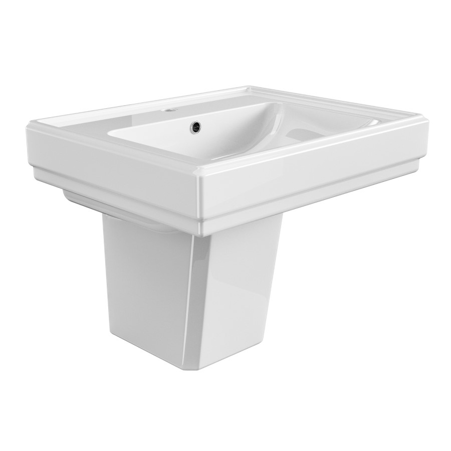 583mm Traditional Semi Pedestal Basin with 1 Tap Hole - Park Royal
