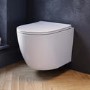 Wall Hung Rimless Toilet with Soft Close Seat, Chrome Pneumatic Flush Plate, 820mm Frame & Cistern – Roma