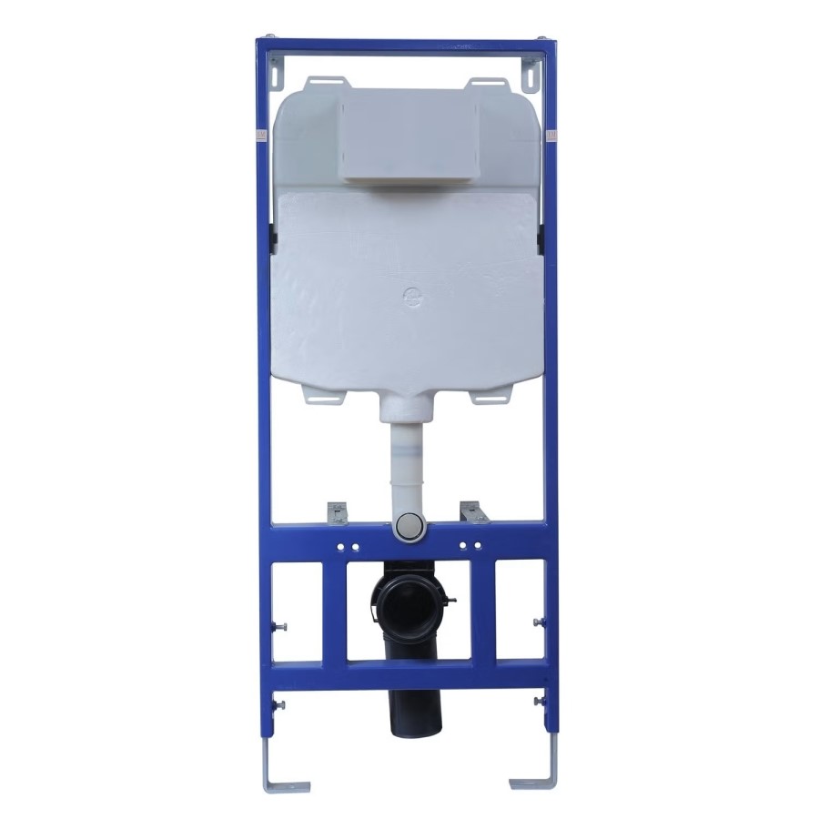 Wall Hung Rimless Toilet with Soft Close Seat, Chrome Mechanical Flush Plate, 1168mm Frame & Cistern – Roma