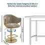 Set of 2 Beige Velvet Adjustable Swivel Bar Stools with Gold Base - Ronnie