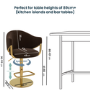 Set of 3 Brown Velvet Adjustable Swivel Bar Stools with Gold Base - Ronnie