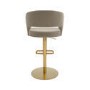 Set of 3 Curved Mink Matt Velvet Adjustable Swivel Bar Stools with Gold Base - Runa
