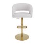 Set of 2 Curved Beige Boucle Adjustable Swivel Barstools with Gold Base - Runa