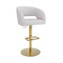 Set of 2 Curved Beige Boucle Adjustable Swivel Barstools with Gold Base - Runa