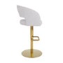 Set of 2 Curved Beige Boucle Adjustable Swivel Barstools with Gold Base - Runa
