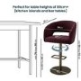 Set of 2 Curved Burgundy Velvet Adjustable Swivel Bar Stools with Brass Base - Runa