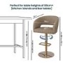 Set of 4 Curved Beige Faux Leather Adjustable Swivel Bar Stools with Gold Base - Runa