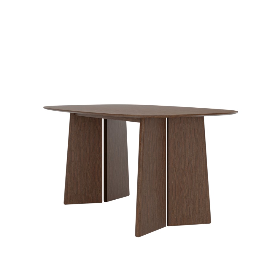 Walnut Dining Table Set with 4 Beige Faux Leather Curved Back Dining Chairs - Seats 4 - Rivo
