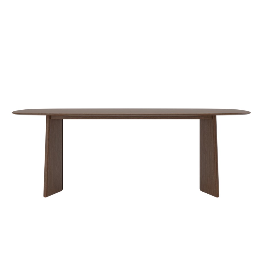 Walnut Dining Table Set with 6 Beige Faux Leather Curved Back Dining Chairs - Seats 6 - Rivo