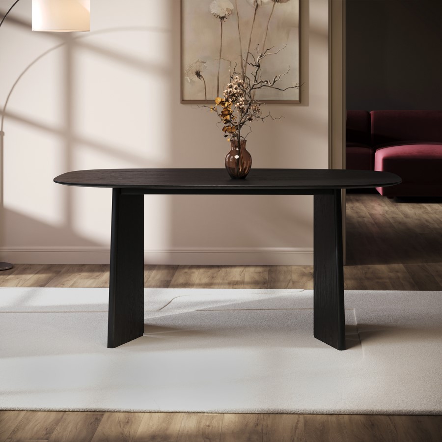 Black Wooden Dining Table - Seats 4 - 6 - Rivo