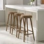 Set of 3 Solid Weathered Oak Kitchen Counter Stools - 70cm - Rayne