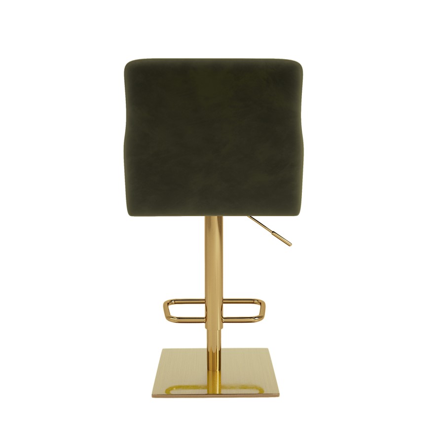 ONLY OPENED - Olive Green Velvet Adjustable Swivel Bar Stool with Gold Base - Sonny