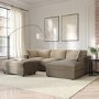 Right Hand Chaise Corner Sofa and Footstool Set in Mink Velvet - August