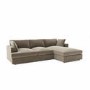 Right Hand Chaise Corner Sofa and Footstool Set in Mink Velvet - August