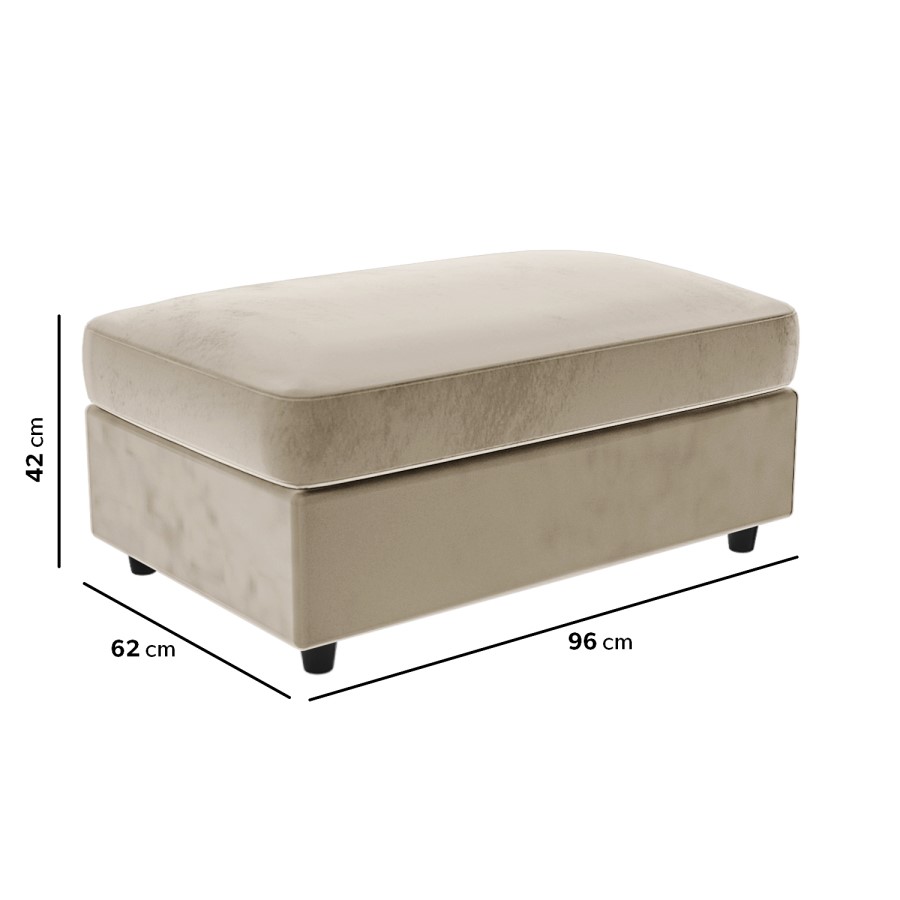 Left Hand Chaise Corner Sofa and Footstool Set in Mink Velvet - August
