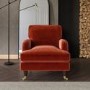 Burnt Orange Velvet 3 Seater Sofa and Armchair Set - Payton