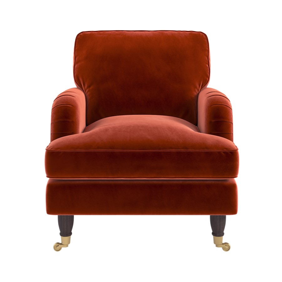 Burnt Orange Velvet 3 Seater Sofa and Armchair Set - Payton