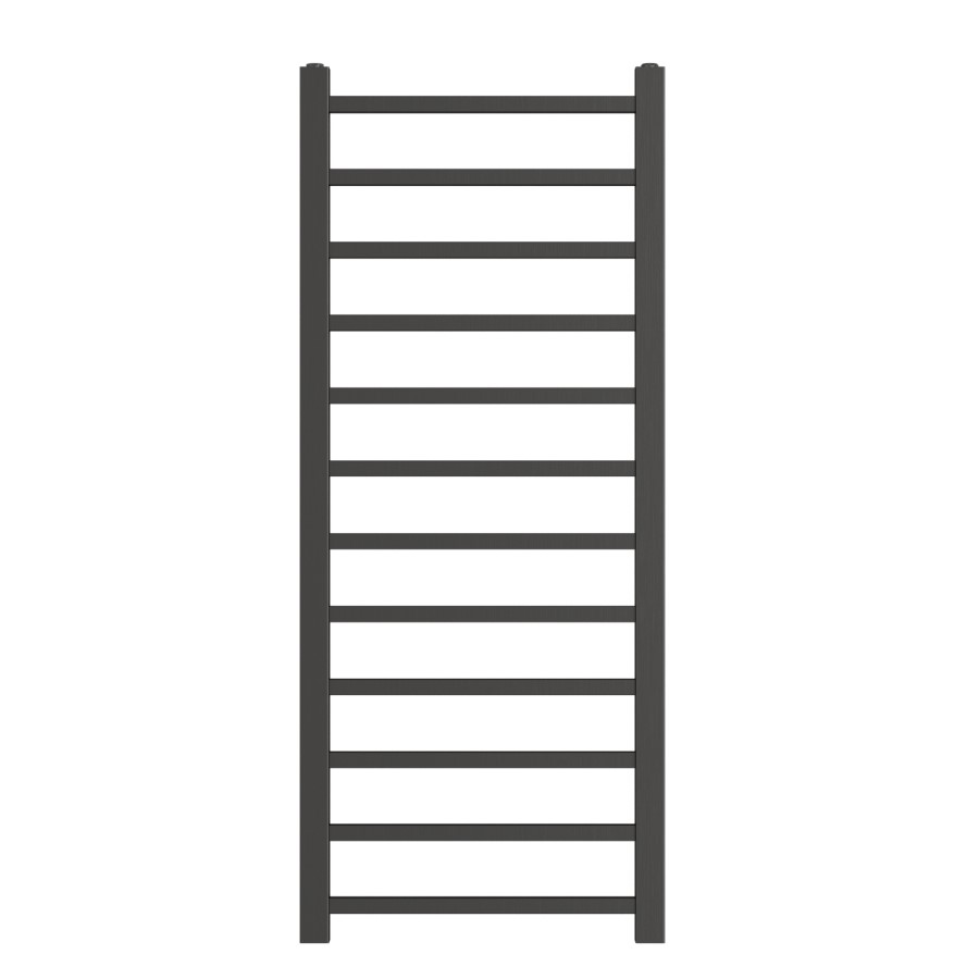 Gunmetal Grey Towel Radiator 1200 x 500mm with Pipe Kit and Straight Valves - Sonoran