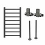 Gunmetal Grey Towel Radiator 800 x 500mm with Pipe Kit and Straight Valves - Sonoran