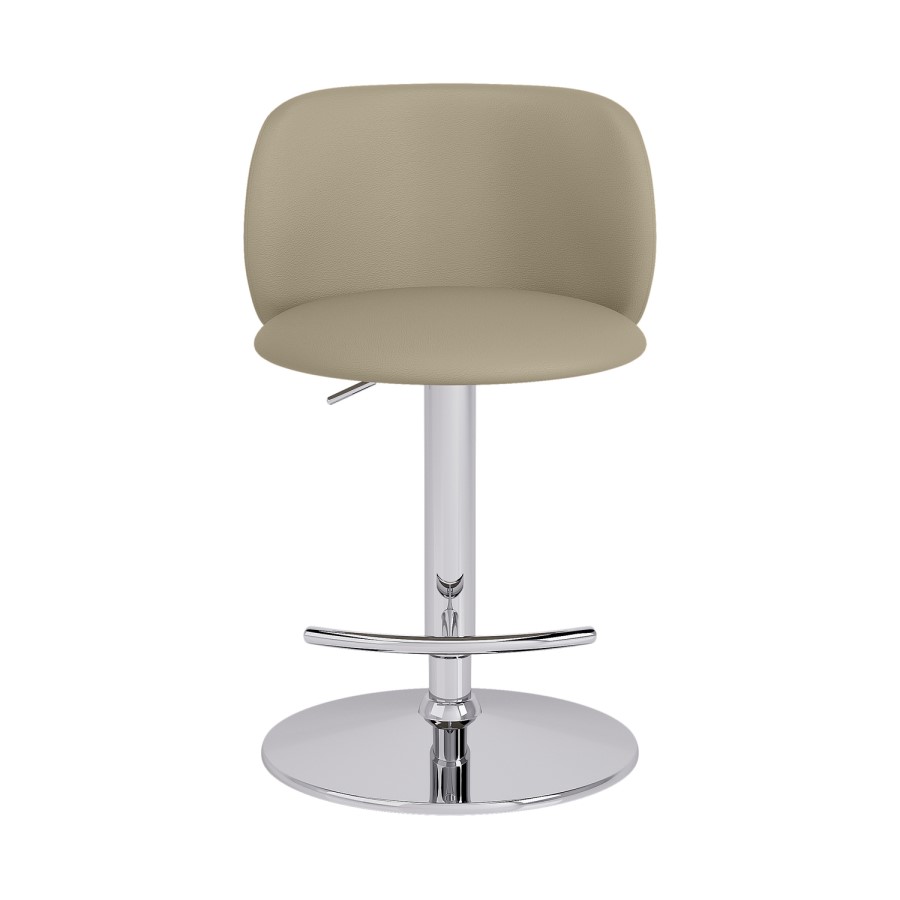 ALMOST PERFECT - Beige Faux Leather Adjustable Swivel Bar Stool with Chrome Base - Tessa