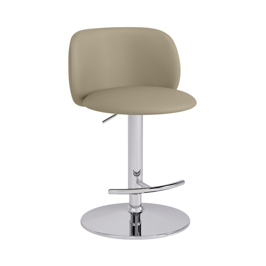 ALMOST PERFECT - Beige Faux Leather Adjustable Swivel Bar Stool with Chrome Base - Tessa
