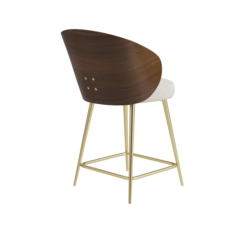 ONLY OPENED - Beige Upholstered Kitchen Stool with Wooden Back - Tori