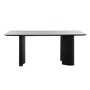 Rectangular Black Wooden Dining Table Set with 4 Beige Upholstered Chairs - Seats 4 - Troy