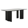 Rectangular Black Wooden Dining Table Set with 4 Beige Upholstered Chairs - Seats 4 - Troy