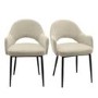 Rectangular Black Wooden Dining Table Set with 4 Beige Upholstered Chairs - Seats 4 - Troy