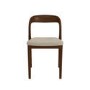 Set of 6 Beige Upholstered Dining Chairs with Walnut Solid Wood Frame - Uma