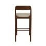 Set of 2 Beige Upholstered Kitchen Stools with Walnut Solid Wood Frame - Uma