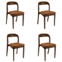 Set of 4 Rust Upholstered Dining Chairs with Walnut Solid Wood Frame - Uma