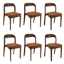 Set of 6 Rust Upholstered Dining Chairs with Walnut Solid Wood Frame - Uma