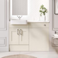 1200mm Beige Toilet and Sink Unit with Chrome Fittings - Vancouver