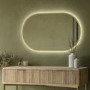 Oval Backlit Brass Wall Mirror with Battery Operated Lights 50 x 80cm - Venus
