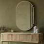 Oval Backlit Brass Wall Mirror with Battery Operated Lights 50 x 80cm - Venus