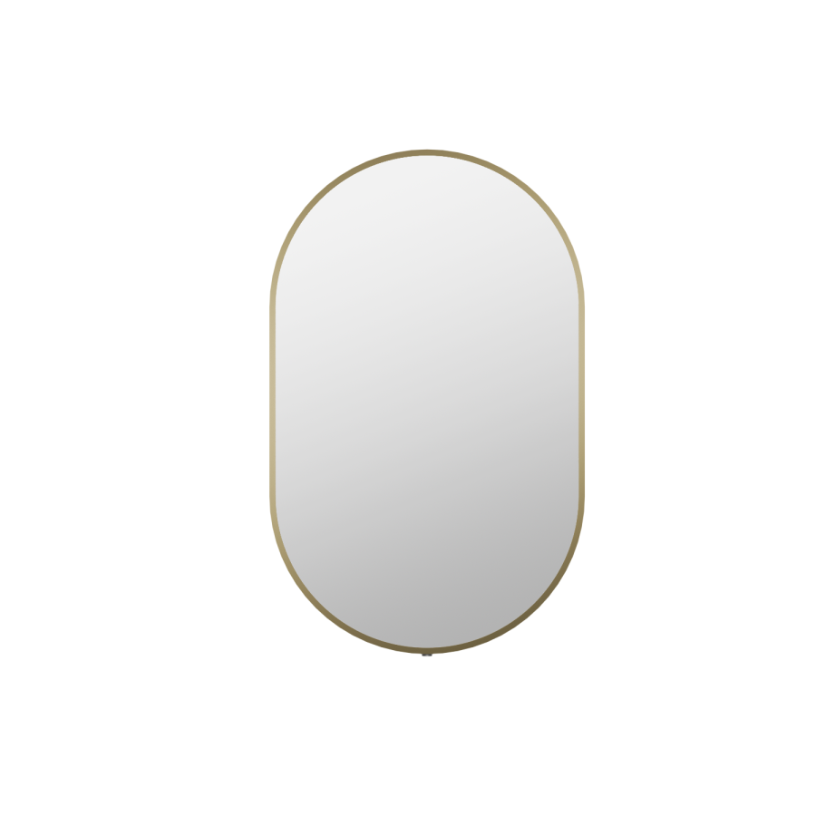 Oval Backlit Brass Wall Mirror with Battery Operated Lights 50 x 80cm - Venus