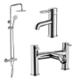 Chrome Shower Bath and Basin Tap Set - Arissa