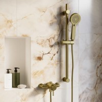 Brushed Brass 1 Outlet Thermostatic Shower Set with Exposed Valve - Volta