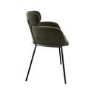 Set of 4 Green Velvet Curved Dining Chairs - Isla