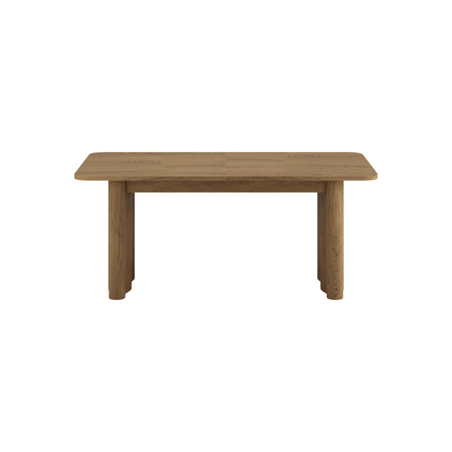 Large Oak Extendable Dining Table Set with 6 Beige Upholstered Dining Chairs - Seats 6 - Wave