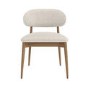 Set of 2 Beige Upholstered Curved Dining Chairs With Solid Wood Exposed Back - Kori