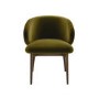 Set of 2 Walnut and Olive Green Velvet Curved Dining Chairs with Solid Wood Exposed Back - Kori